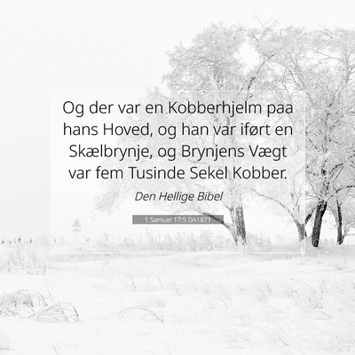 Picture 07 - 1 Samuel 17:5 DA1871 - Og der var en Kobberhjelm paa hans Hoved, og han - Bible Verse Picture