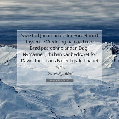 Picture 07 - 1 Samuel 20:34 DA1871 - Saa stod Jonathan op fra Bordet med fnysende - Bible Verse Picture