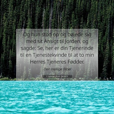 Picture 07 - 1 Samuel 25:41 DA1871 - Og hun stod op og bøjede sig med sit Ansigt til - Bible Verse Picture