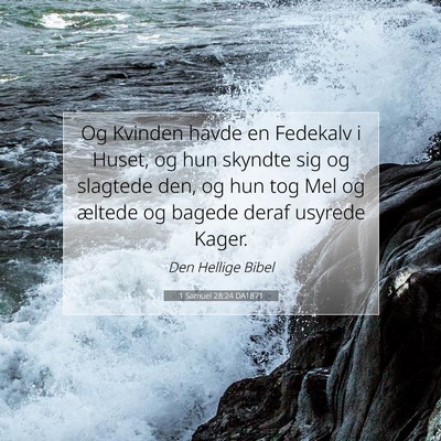 Picture 07 - 1 Samuel 28:24 DA1871 - Og Kvinden havde en Fedekalv i Huset, og hun - Bible Verse Picture