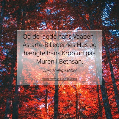 Picture 07 - 1 Samuel 31:10 DA1871 - Og de lagde hans Vaaben i Astarte-Billedernes Hus - Bible Verse Picture