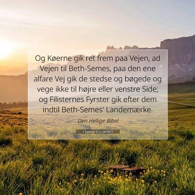 Picture 07 - 1 Samuel 6:12 DA1871 - Og Køerne gik ret frem paa Vejen, ad Vejen til - Bible Verse Picture