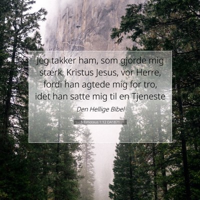 Picture 07 - 1 Timoteus 1:12 DA1871 - Jeg takker ham, som gjorde mig stærk, Kristus - Bible Verse Picture