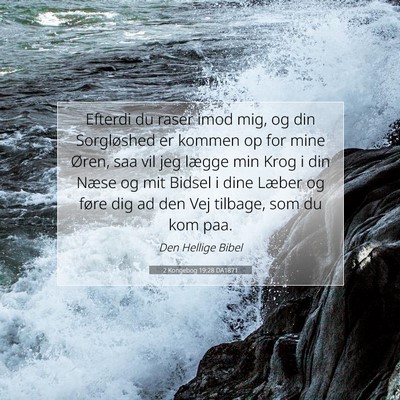 Picture 07 - 2 Kongebog 19:28 DA1871 - Efterdi du raser imod mig, og din Sorgløshed er - Bible Verse Picture