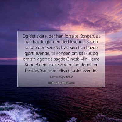 Picture 07 - 2 Kongebog 8:5 DA1871 - Og det skete, der han fortalte Kongen, at han - Bible Verse Picture