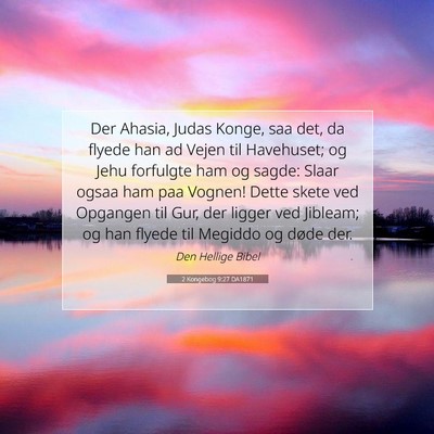 Picture 07 - 2 Kongebog 9:27 DA1871 - Der Ahasia, Judas Konge, saa det, da flyede han - Bible Verse Picture