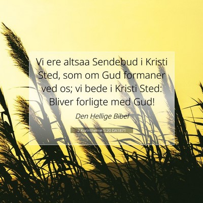Picture 07 - 2 Korintherne 5:20 DA1871 - Vi ere altsaa Sendebud i Kristi Sted, som om Gud - Bible Verse Picture