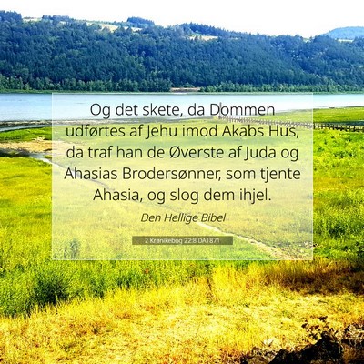 Picture 07 - 2 Krønikebog 22:8 DA1871 - Og det skete, da Dommen udførtes af Jehu imod - Bible Verse Picture