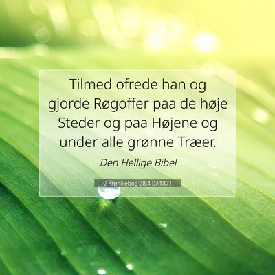 Picture 07 - 2 Krønikebog 28:4 DA1871 - Tilmed ofrede han og gjorde Røgoffer paa de - Bible Verse Picture