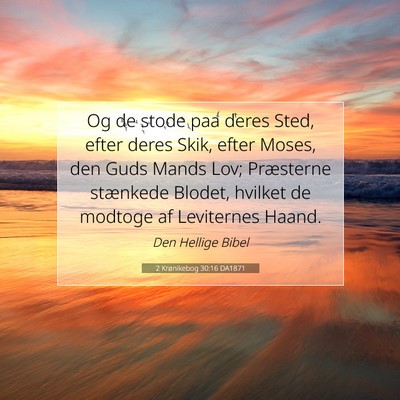 Picture 07 - 2 Krønikebog 30:16 DA1871 - Og de stode paa deres Sted, efter deres Skik, - Bible Verse Picture