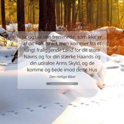 Picture 07 - 2 Krønikebog 6:32 DA1871 - Ja, ogsaa den fremmede, som ikke er af dit Folk - Bible Verse Picture