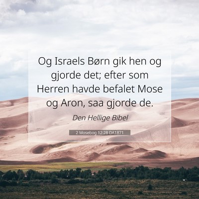 Picture 07 - 2 Mosebog 12:28 DA1871 - Og Israels Børn gik hen og gjorde det; efter som - Bible Verse Picture
