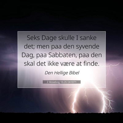 Picture 07 - 2 Mosebog 16:26 DA1871 - Seks Dage skulle I sanke det; men paa den syvende - Bible Verse Picture