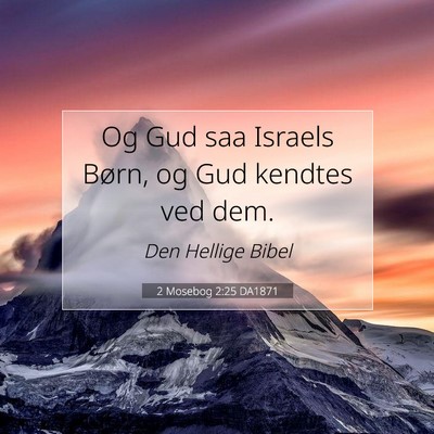Picture 07 - 2 Mosebog 2:25 DA1871 - Og Gud saa Israels Børn, og Gud kendtes ved - Bible Verse Picture