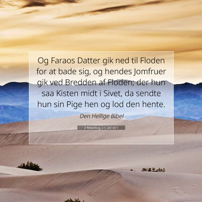 Picture 07 - 2 Mosebog 2:5 DA1871 - Og Faraos Datter gik ned til Floden for at bade - Bible Verse Picture