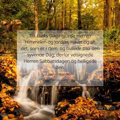 Picture 07 - 2 Mosebog 20:11 DA1871 - Thi i seks Dage gjorde Herren Himmelen og Jorden, - Bible Verse Picture
