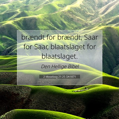 Picture 07 - 2 Mosebog 21:25 DA1871 - brændt for brændt, Saar for Saar, blaatslaget - Bible Verse Picture