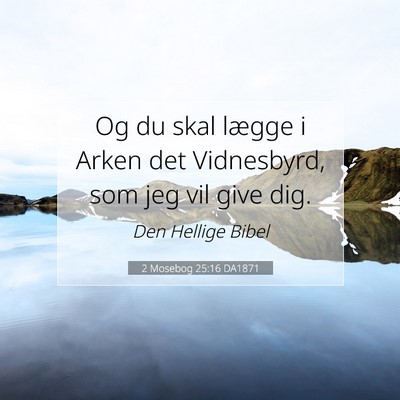 Picture 07 - 2 Mosebog 25:16 DA1871 - Og du skal lægge i Arken det Vidnesbyrd, som jeg - Bible Verse Picture