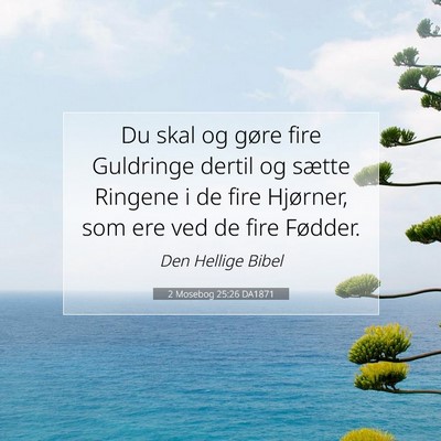 Picture 07 - 2 Mosebog 25:26 DA1871 - Du skal og gøre fire Guldringe dertil og sætte - Bible Verse Picture