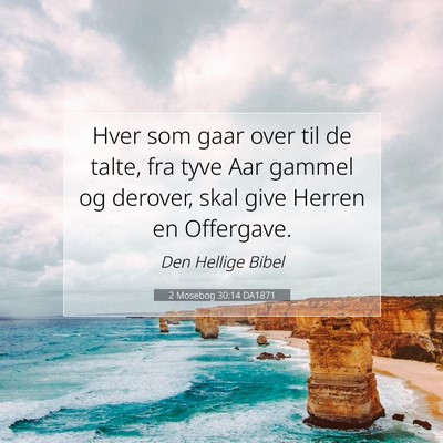 Picture 07 - 2 Mosebog 30:14 DA1871 - Hver som gaar over til de talte, fra tyve Aar - Bible Verse Picture