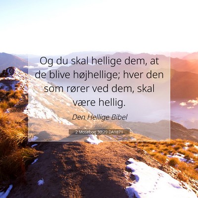Picture 07 - 2 Mosebog 30:29 DA1871 - Og du skal hellige dem, at de blive højhellige; - Bible Verse Picture