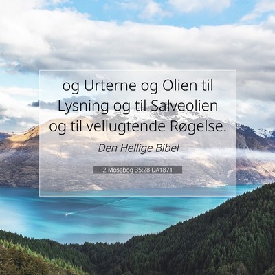 Picture 07 - 2 Mosebog 35:28 DA1871 - og Urterne og Olien til Lysning og til Salveolien - Bible Verse Picture