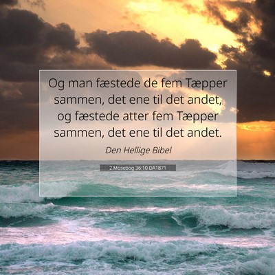 Picture 07 - 2 Mosebog 36:10 DA1871 - Og man fæstede de fem Tæpper sammen, det ene - Bible Verse Picture