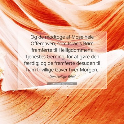 Picture 07 - 2 Mosebog 36:3 DA1871 - Og de modtoge af Mose hele Offergaven, som - Bible Verse Picture
