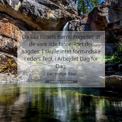 Picture 07 - 2 Mosebog 5:19 DA1871 - Da saa Israels Børns Fogeder, at de vare ilde - Bible Verse Picture