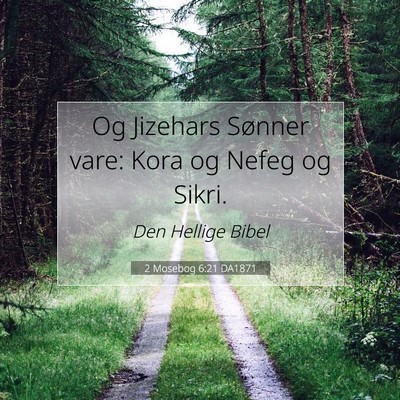 Picture 07 - 2 Mosebog 6:21 DA1871 - Og Jizehars Sønner vare: Kora og Nefeg og - Bible Verse Picture