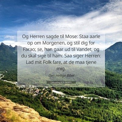 Picture 07 - 2 Mosebog 8:20 DA1871 - Og Herren sagde til Mose: Staa aarle op om - Bible Verse Picture