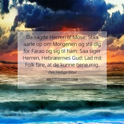 Picture 07 - 2 Mosebog 9:13 DA1871 - Da sagde Herren til Mose: Staa aarle op om - Bible Verse Picture