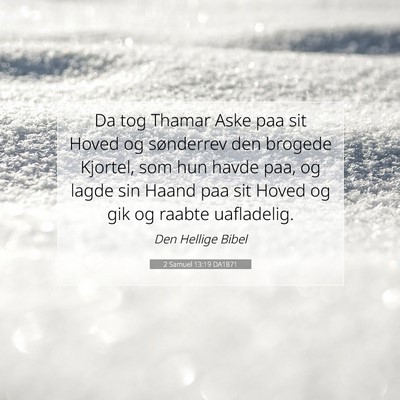 Picture 07 - 2 Samuel 13:19 DA1871 - Da tog Thamar Aske paa sit Hoved og sønderrev - Bible Verse Picture