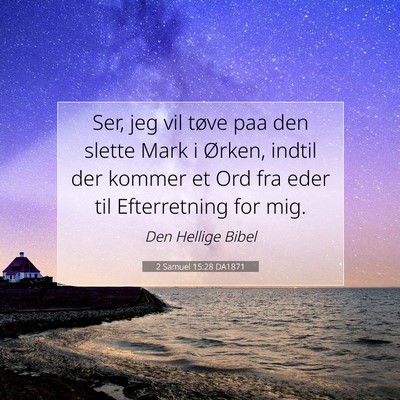 Picture 07 - 2 Samuel 15:28 DA1871 - Ser, jeg vil tøve paa den slette Mark i Ørken, - Bible Verse Picture