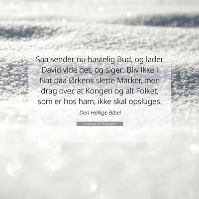 Picture 07 - 2 Samuel 17:16 DA1871 - Saa sender nu hastelig Bud, og lader David vide - Bible Verse Picture