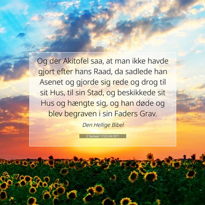 Picture 07 - 2 Samuel 17:23 DA1871 - Og der Akitofel saa, at man ikke havde gjort - Bible Verse Picture