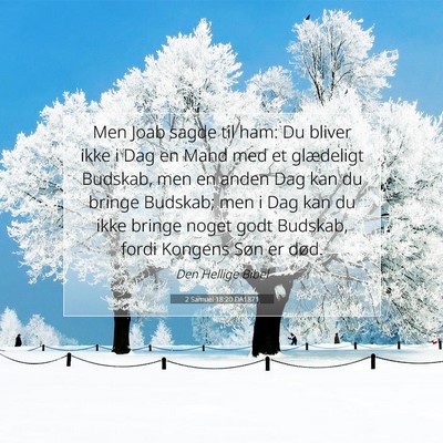 Picture 07 - 2 Samuel 18:20 DA1871 - Men Joab sagde til ham: Du bliver ikke i Dag en - Bible Verse Picture