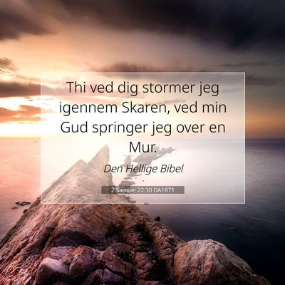Picture 07 - 2 Samuel 22:30 DA1871 - Thi ved dig stormer jeg igennem Skaren, ved min - Bible Verse Picture