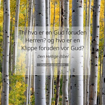 Picture 07 - 2 Samuel 22:32 DA1871 - Thi hvo er en Gud foruden Herren? og hvo er en - Bible Verse Picture