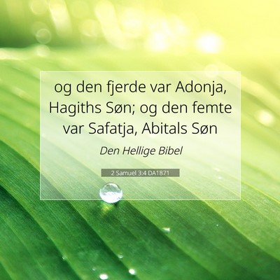 Picture 07 - 2 Samuel 3:4 DA1871 - og den fjerde var Adonja, Hagiths Søn; og den - Bible Verse Picture
