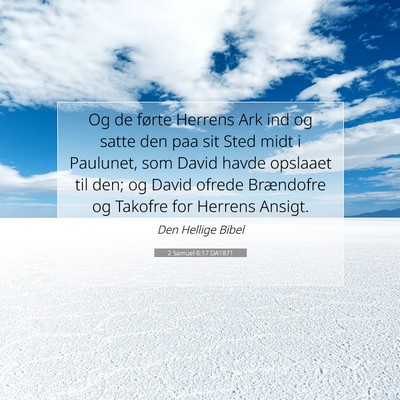 Picture 07 - 2 Samuel 6:17 DA1871 - Og de førte Herrens Ark ind og satte den paa sit - Bible Verse Picture