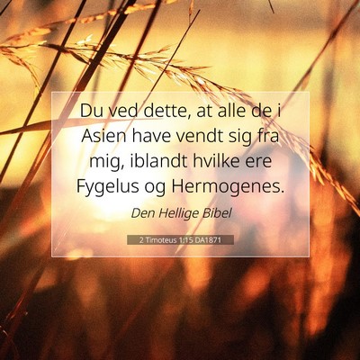Picture 07 - 2 Timoteus 1:15 DA1871 - Du ved dette, at alle de i Asien have vendt sig - Bible Verse Picture