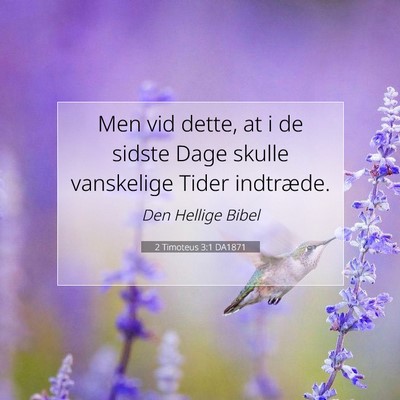 Picture 07 - 2 Timoteus 3:1 DA1871 - Men vid dette, at i de sidste Dage skulle - Bible Verse Picture