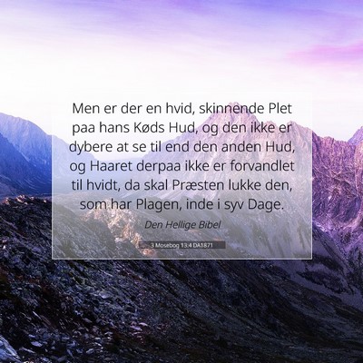 Picture 07 - 3 Mosebog 13:4 DA1871 - Men er der en hvid, skinnende Plet paa hans Køds - Bible Verse Picture