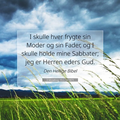 Picture 07 - 3 Mosebog 19:3 DA1871 - I skulle hver frygte sin Moder og sin Fader, og I - Bible Verse Picture