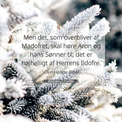 Picture 07 - 3 Mosebog 2:3 DA1871 - Men det, som overbliver af Madofret, skal høre - Bible Verse Picture