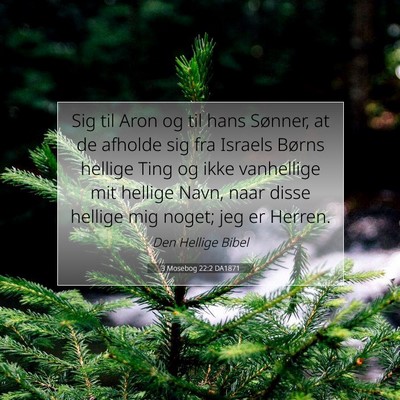 Picture 07 - 3 Mosebog 22:2 DA1871 - Sig til Aron og til hans Sønner, at de afholde - Bible Verse Picture