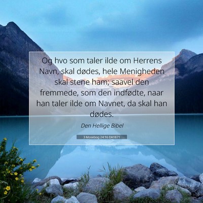 Picture 07 - 3 Mosebog 24:16 DA1871 - Og hvo som taler ilde om Herrens Navn, skal - Bible Verse Picture