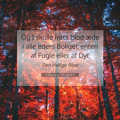 Picture 07 - 3 Mosebog 7:26 DA1871 - Og I skulle intet Blod æde i alle eders Boliger, - Bible Verse Picture