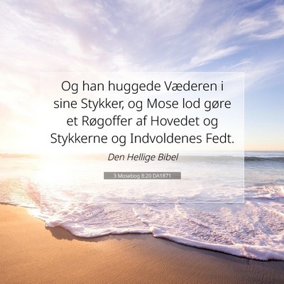Picture 07 - 3 Mosebog 8:20 DA1871 - Og han huggede Væderen i sine Stykker, og Mose - Bible Verse Picture